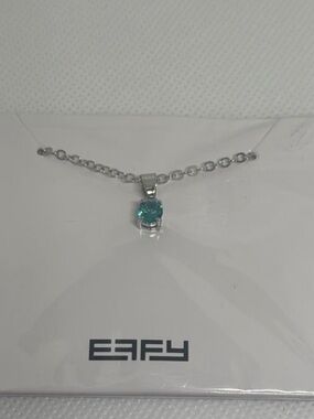 NWT EFFY Silver Teal Green Gemstone Necklace 18”